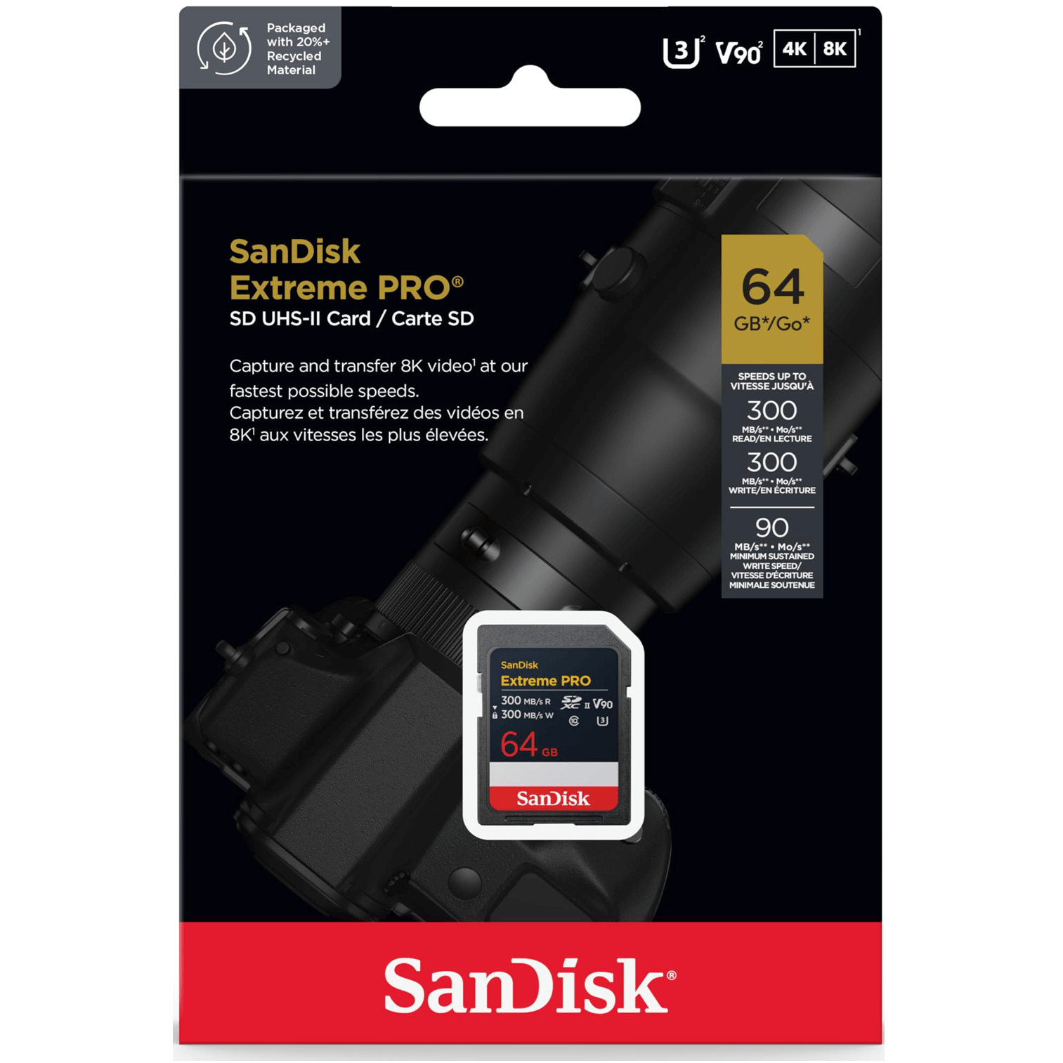 Cartão SDXC SanDisk 64GB Extreme Pro 300Mb/s - eMania Foto e Video