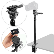 Suporte-Mesa-com-Mini-Cabeca-Fluida-para-Cameras-Iluminadores-e-Acessorios-de-Estudio