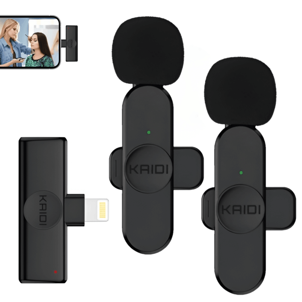 Sistema-Microfone-Duplo-Kaidi-KMF6-A-Wireless-Lightning-para-Smartphones Sistema-Microfone-Duplo-Kaidi-KMF6-A-Wireless-Lightning-para-Smartphones