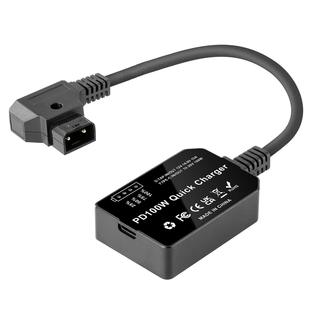 Adaptador-Carregamento-Bidirecional-D-Tap-x-USB-C-3.0-PD-100W-para-Bateria-V-Mount Adaptador-Carregamento-Bidirecional-D-Tap-x-USB-C-3.0-PD-100W-para-Bateria-V-Mount