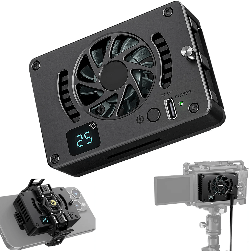 Cooler-Fan-para-Camera-e-SmartPhones-FS10-Resfriador-com-Display Cooler-Fan-para-Camera-e-SmartPhones-FS10-Resfriador-com-Display