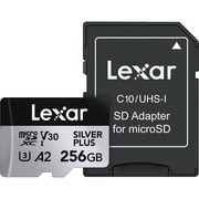 Cartao-MicroSDXC-256Gb-Lexar-Silver-Plus-Profissional-4K-205Mb-s-UHS-I---V30---U3---A2---Classe-10