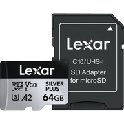 Cartao-MicroSDXC-64Gb-Lexar-Silver-Plus-205Mb-s-4K-UHS-I-V30-U3-A2-Classe-10