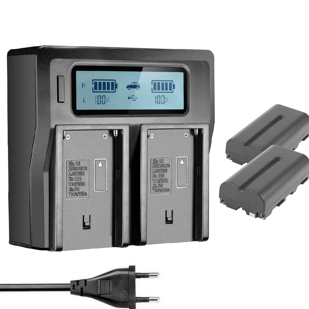 Kit-2x-Baterias-e-Carregador-Duplo-NP-F550---NP-F570-para-Monitores-Iluminadores-Leds-e-Estudio Kit-2x-Baterias-e-Carregador-Duplo-NP-F550---NP-F570-para-Monitores-Iluminadores-Leds-e-Estudio