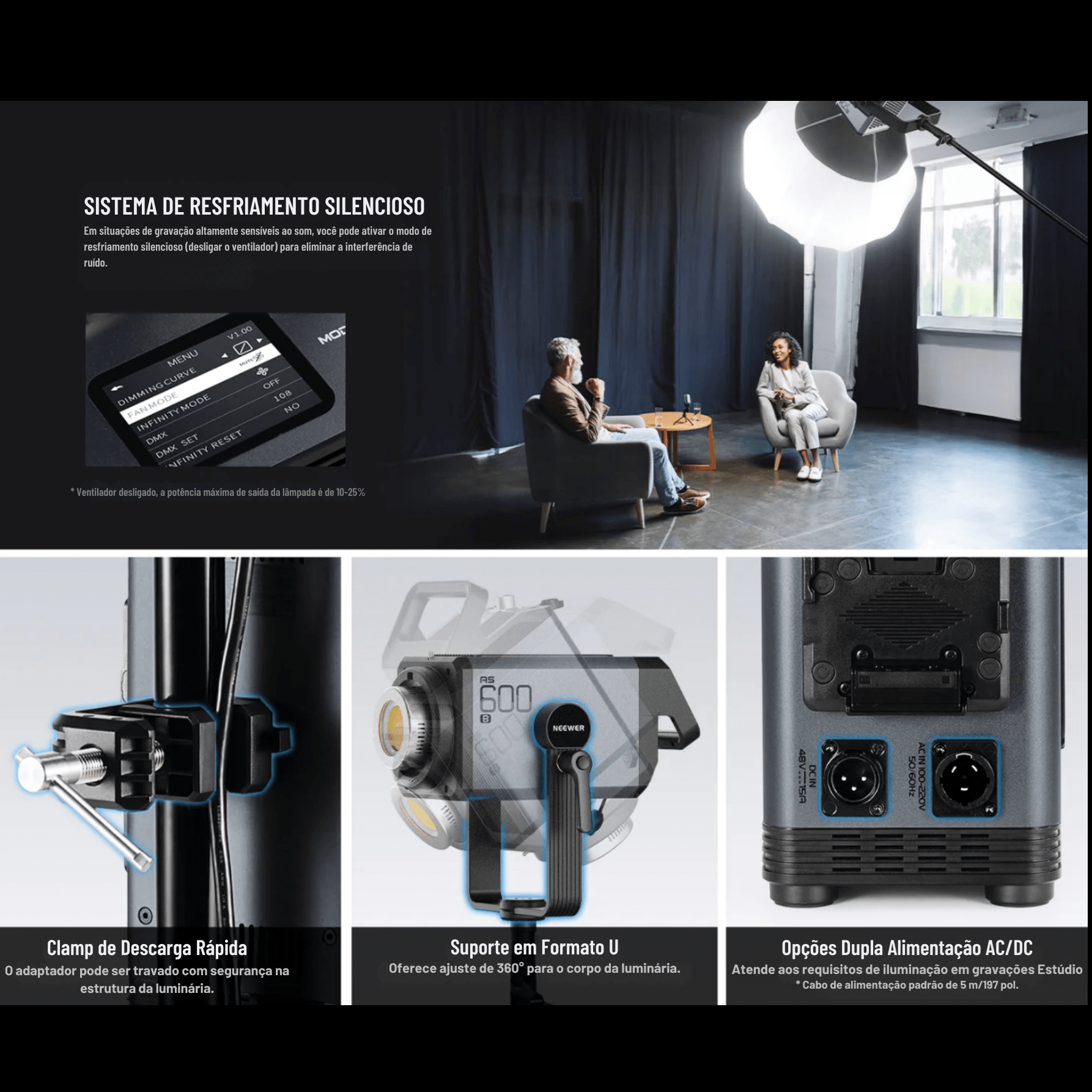 Neewer AS600B Bi-Color LED Monolight - eMania Foto e Video