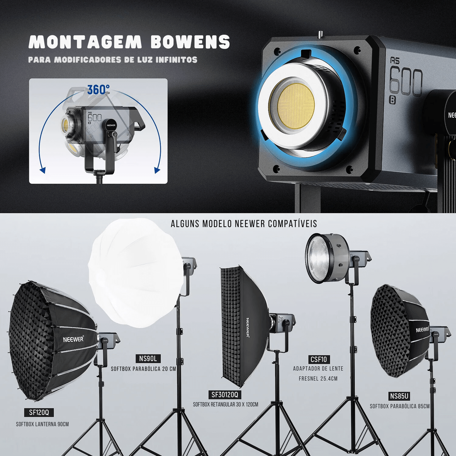 Neewer AS600B Bi-Color LED Monolight - eMania Foto e Video