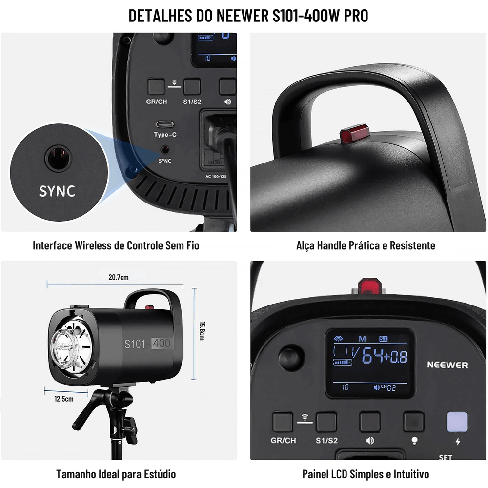 ＢーFLASH NEEWER Mini luz de flash de câmera, 20Ws GN15 Speedlite com 640