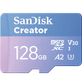 Cartao-MicroSDXC-128Gb-Sandisk-Creator-190MB-s-UHS-I-V30-U3-A2-Adaptador-SD
