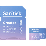 Cartao-MicroSDXC-256Gb-Sandisk-Creator-190MB-s-UHS-I-V30-U3-A2-Adaptador-SD