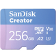 Cartao-MicroSDXC-256Gb-Sandisk-Creator-190MB-s-UHS-I-V30-U3-A2-Adaptador-SD