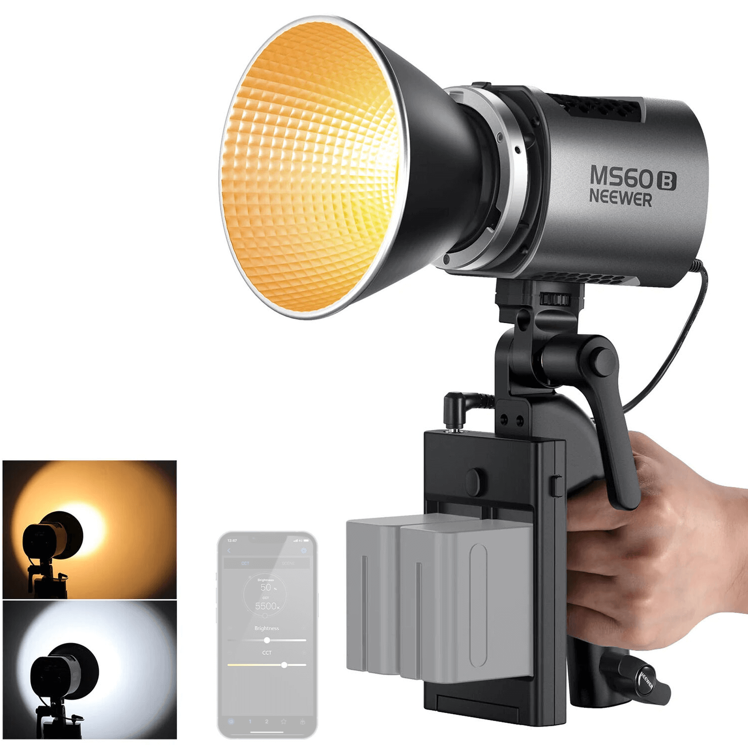 Iluminador LED Neewer MS60B Bi-Color 65W COB Monolight Suporte Bowens