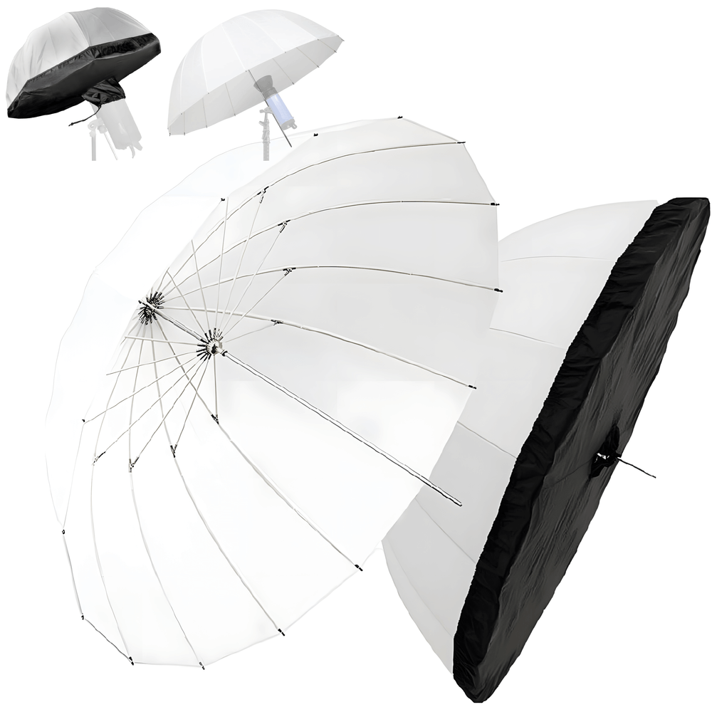 Sombrinha-Parabolica-Translucida-Difusora-16-Varetas-com-Backpanel-Preto-Branco--165cm- Sombrinha-Parabolica-Translucida-Difusora-16-Varetas-com-Backpanel-Preto-Branco--165cm-