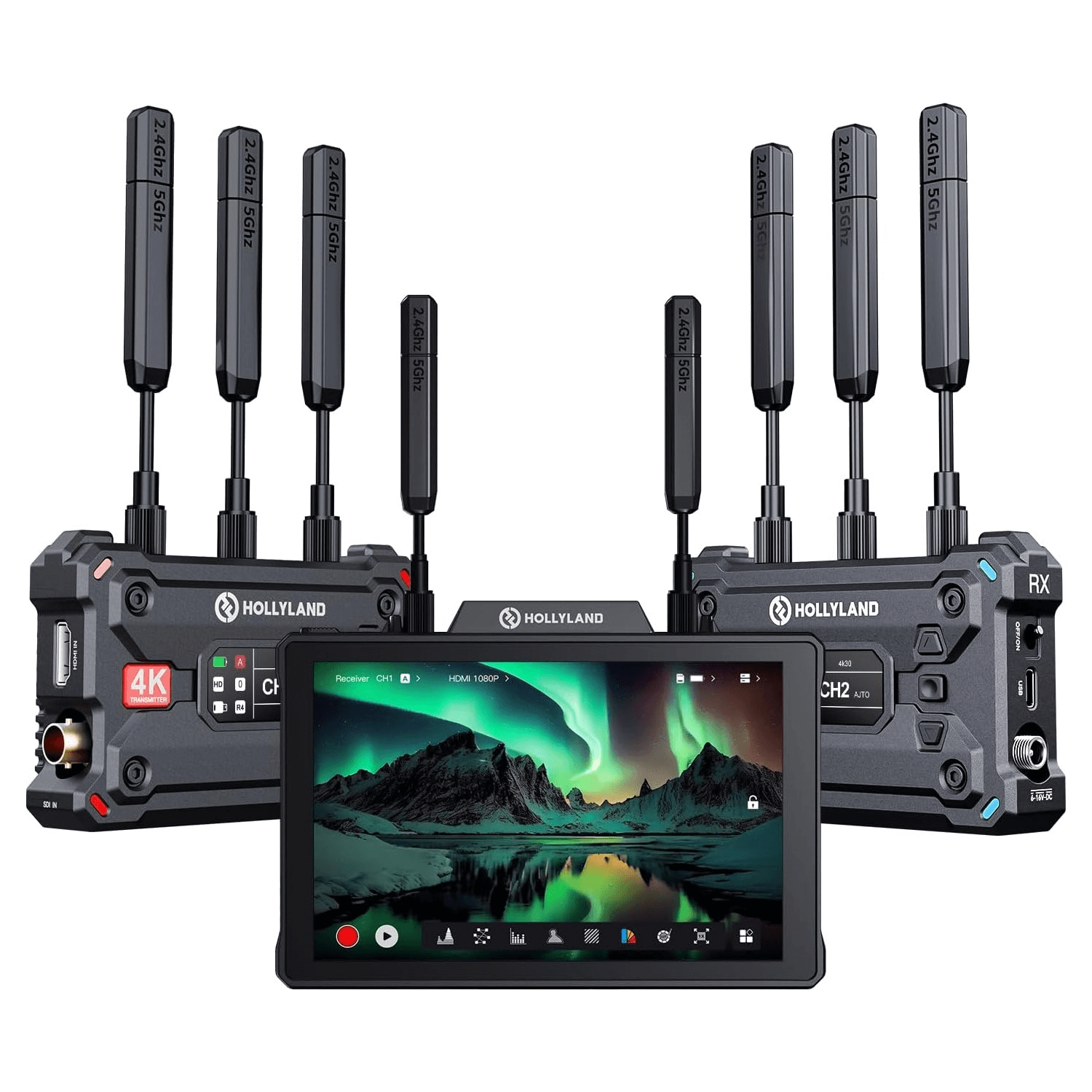 Kit Transmissão Vídeo Hollyland Pyro S 4K com Monitor 7" HDMI/SDI Wireless