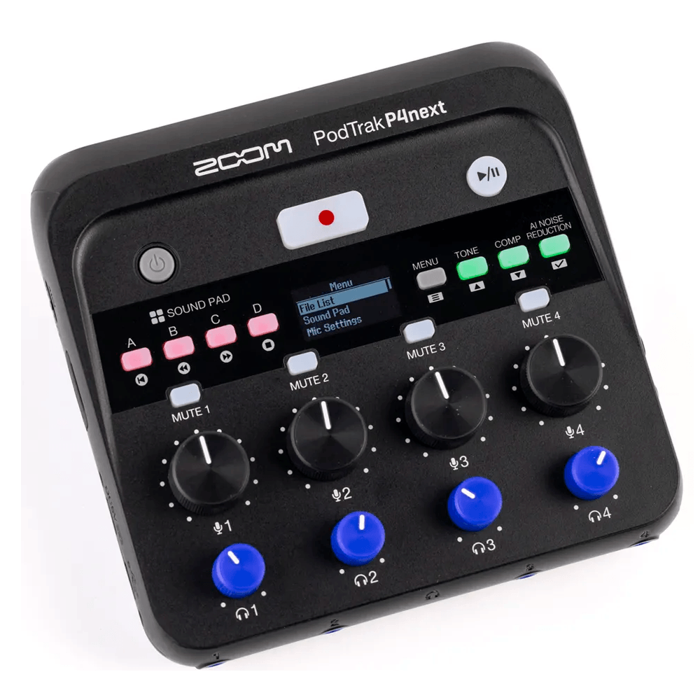 Gravador Podcast Zoom PodTrak P4next Interface USB Multitrack