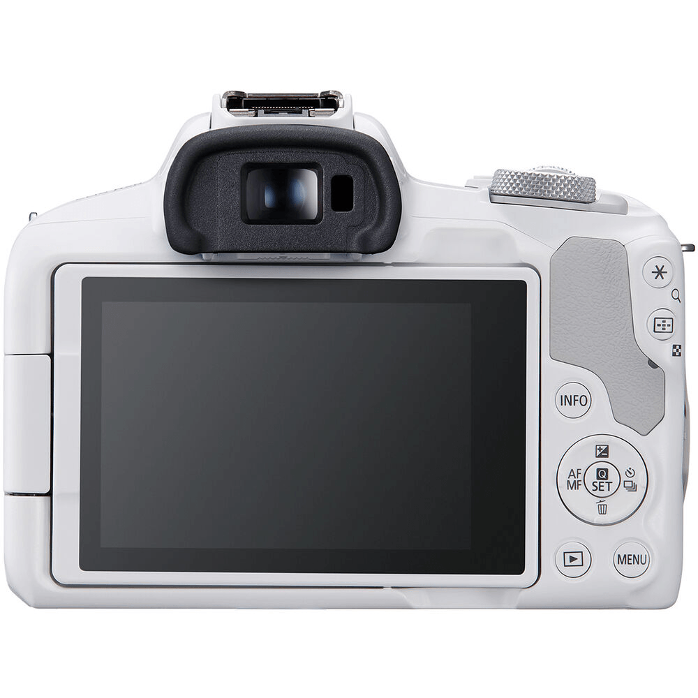 Canon EOS R50 ホワイト 18-45mmレンズ付き Câmera Canon EOS R50 4K com Lente RF-S 18-45mm Branca - eMania